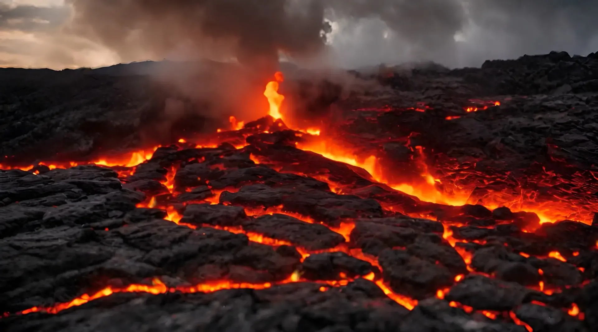 Fiery Lava Cracks and Smoke Cinematic Video Backdrop
